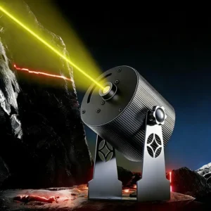 Yellow Industrial Line - Laser with Safety Warnings for Factories